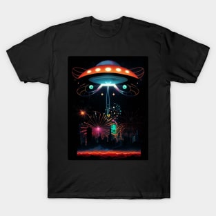 Flying Saucer Over The City UFOs T-Shirt